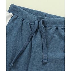 Babyhug 100% Cotton Full Sleeves Hooded T-Shirt & Lounge Pants With Text Embroidery - White & Blue