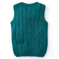 Babyhug Knitted Sleeveless Sweater with Cable Knit Design - Teal