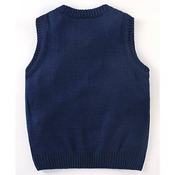 Babyhug Knit Sleeveless Sweater Star Design - Navy Blue