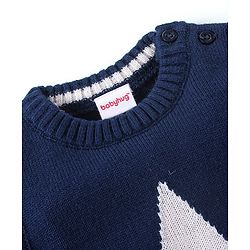 Babyhug Knit Sleeveless Sweater Star Design - Navy Blue