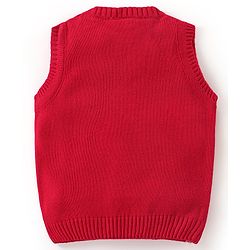 Babyhug Knit Sleeveless Sweater Star Design - Red