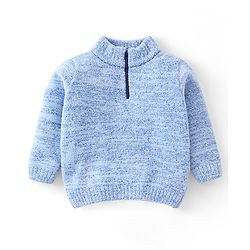 Babyhug Knit Full Sleeves Solid Sweater - Blue
