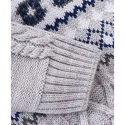 Babyhug Knit Full Sleeves Cable Knit  Sweater With Design - Grey
