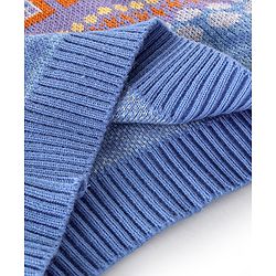 Babyhug Knit Full Sleeves Sweater with House Design - Blue