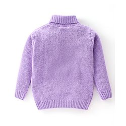 Babyhug Full Sleeves Solid Sweater With Butterfly Badge- Lavender