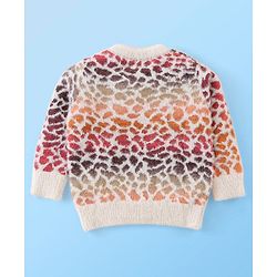 Babyhug Full Sleeves Sweater With Leopard Print - Pink & Peach