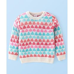 Babyhug Knit Full Sleeves Sweater with Geometric Design - Multicolour