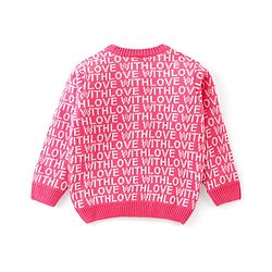 Babyhug Knit Full Sleeves Text Design Pullover - Pink