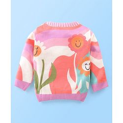 Babyhug Knit Pullover Flower Design - Multicolor