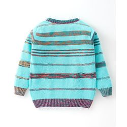 Babyhug Knit Full Sleeves Sweater Striped - Blue