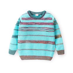 Babyhug Knit Full Sleeves Sweater Striped - Blue