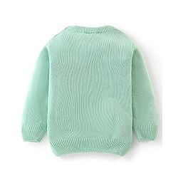 Babyhug Knitted Full Sleeves Sweater with Sequin Detailing - Green