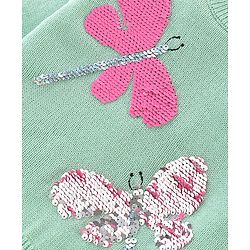 Babyhug Knitted Full Sleeves Sweater with Sequin Detailing - Green