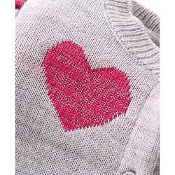 Babyhug Knit Full Sleeves Front Open Sweater with Heart Design - Light Grey