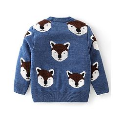 Babyhug Full Sleeves Fox Design Pullover - Blue