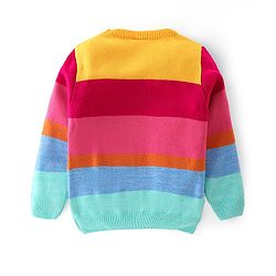Babyhug Knitted Full Sleeves Sweater Striped Design - Multicolour