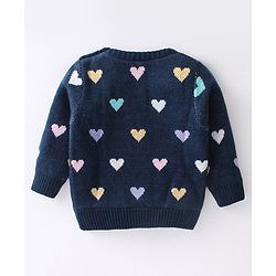 Babyhug Full Sleeves Heart Print Pullover - Multicolour