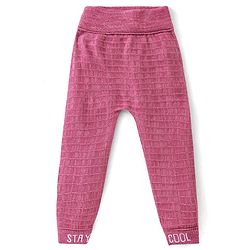 Babyhug Fleece and Woollen Full Length Pant Striped - Pink