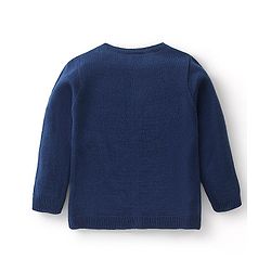 Babyhug Full Sleeves Sweater Floral Design- Navy Blue