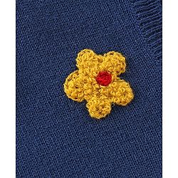 Babyhug Full Sleeves Sweater Floral Design- Navy Blue