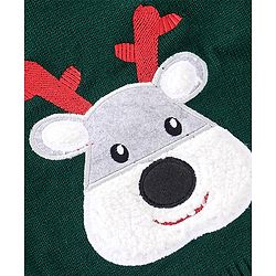 Babyhug Full Sleeves Pullover Style Sweater Reindeer Patch - Green