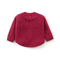 Babyhug Full Sleeves Sweater With Bow Applique Cable Knit Design- Fuchsia