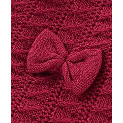 Babyhug Full Sleeves Sweater With Bow Applique Cable Knit Design- Fuchsia