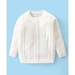Babyhug Knit Full Sleeves Sweater Cable Knit Design - Off White