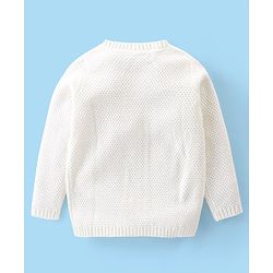 Babyhug Knit Full Sleeves Sweater Cable Knit Design - Off White