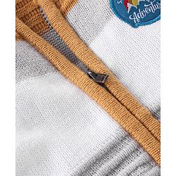 Babyhug Knit Full Sleeves Sweater With Cable Knit Design & Embroidery - White Brown & Grey