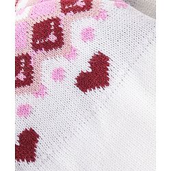 Babyhug Full Sleeves Sweater Heart Design- White & Pink