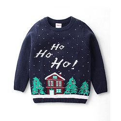 Babyhug Full Sleeves Sweater Christmas Design- Navy Blue
