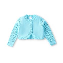 Babyhug Full Sleeves Woollen Shrugs - Aqua Blue