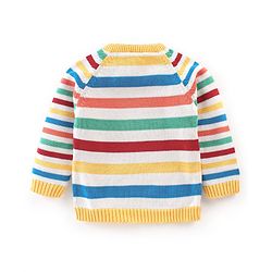 Babyhug Knit Full Sleeves Sweater Set Striped - Red