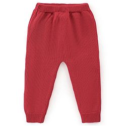 Babyhug Knit Full Sleeves Sweater Set Striped - Red
