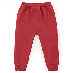 Babyhug Knit Full Sleeves Sweater Set Striped - Red