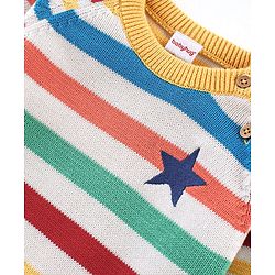 Babyhug Knit Full Sleeves Sweater Set Striped - Red
