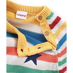 Babyhug Knit Full Sleeves Sweater Set Striped - Red
