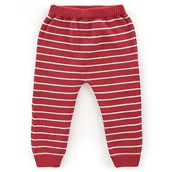 Babyhug Knit Full Sleeves Sweater Set Teddy Embroidery - Red