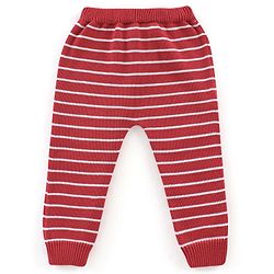 Babyhug Knit Full Sleeves Sweater Set Teddy Embroidery - Red