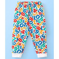 Babyhug Cotton Jersey Full Sleeves Night Suit Numbers Print - White