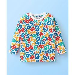 Babyhug Cotton Jersey Full Sleeves Night Suit Numbers Print - White