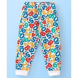 Babyhug Cotton Jersey Full Sleeves Night Suit Numbers Print - White