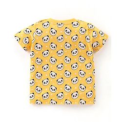 Babyhug Cotton Knit Half Sleeves Panda Printed Night Suit - Yellow