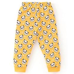 Babyhug Cotton Knit Half Sleeves Panda Printed Night Suit - Yellow
