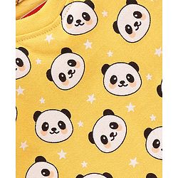 Babyhug Cotton Knit Half Sleeves Panda Printed Night Suit - Yellow