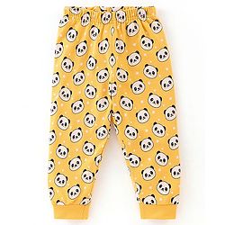 Babyhug Cotton Knit Half Sleeves Panda Printed Night Suit - Yellow