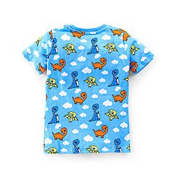 Babyhug Cotton Knit Half Sleeves Night Suit with Dino Print - Blue