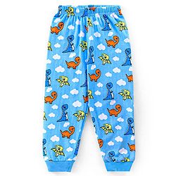 Babyhug Cotton Knit Half Sleeves Night Suit with Dino Print - Blue
