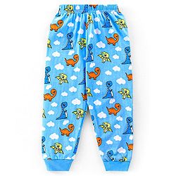 Babyhug Cotton Knit Half Sleeves Night Suit with Dino Print - Blue